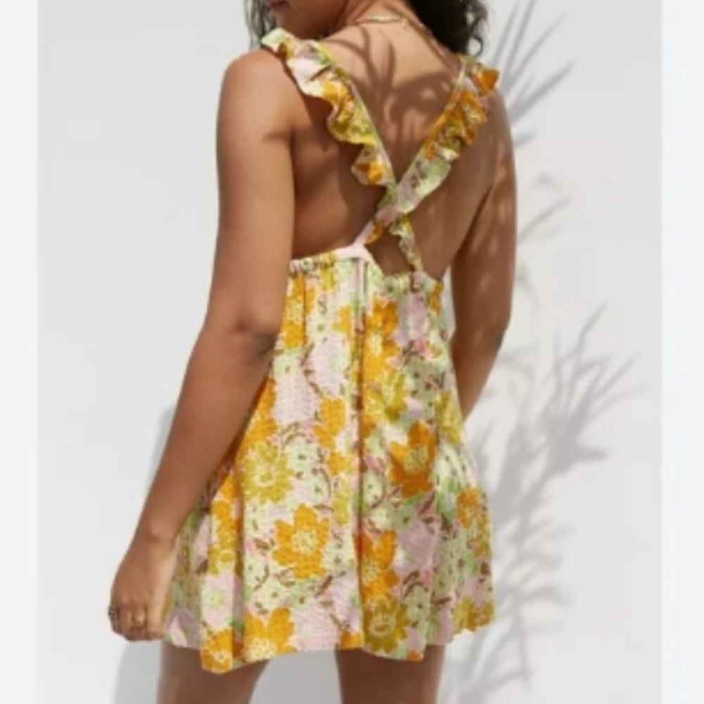 UO - Desert Floral Ruffle Mini Dress